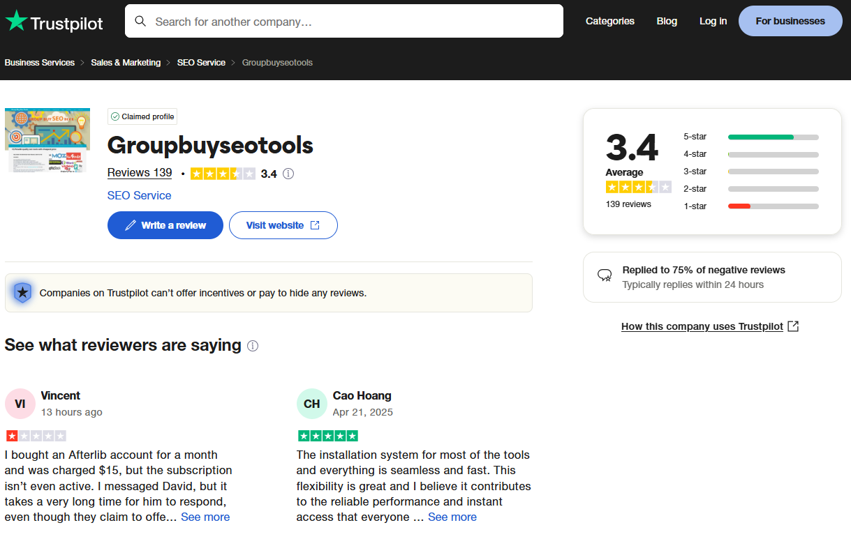 Group Buy SEO Tools - Groupbuyseotools.org user reviews and ratings