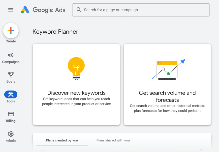 Google Keyword Planner dashboard - free seo tools cheap solution with official Google keyword data and volume metrics
